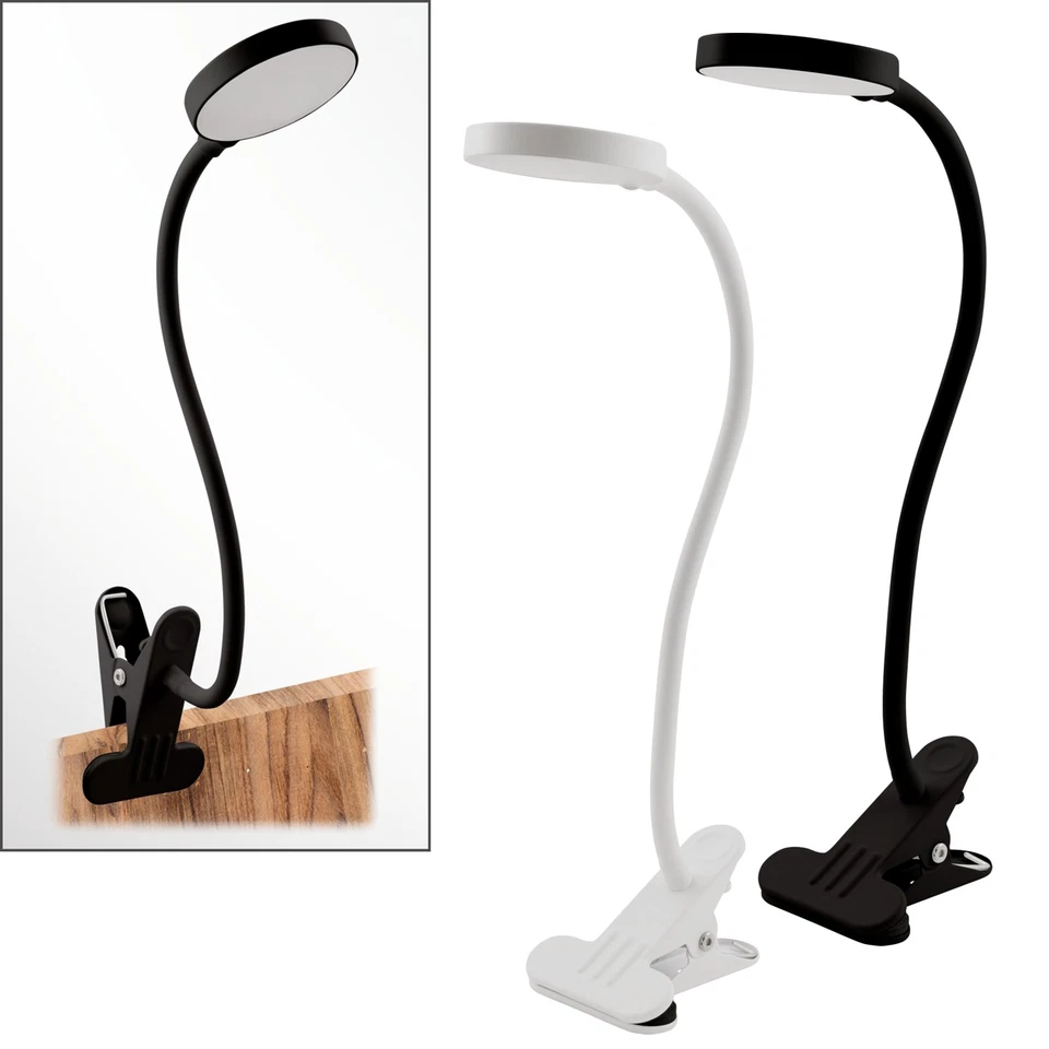 touch Led Klemmleuchte dimmbar mit Schwanenhals 230V Tisch-Lese-Lampe-Leuchte - Bild 1 von 1
