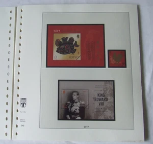 LINDNER JERSEY 2017 COLOUR ILLUSTRATED & HINGELESS 18 RING STAMP ALBUM PAGES - Picture 1 of 5