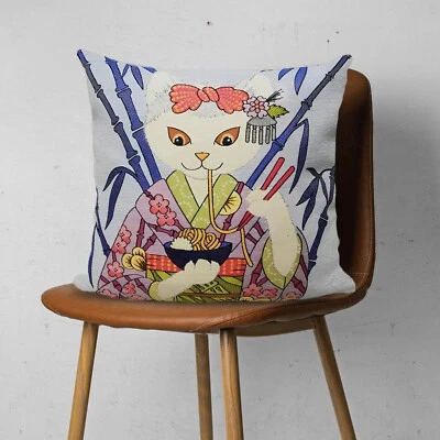 Cats Tapestry Pillow Cover Sofa Couch Gobelin Decorative Pillow Cushion 17x17" - Image 1 of 4