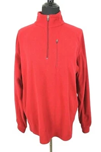 LL Bean Shirt size L Mens Pullover Jacket Red Quarter Zip Fleece Sweater - Picture 1 of 3