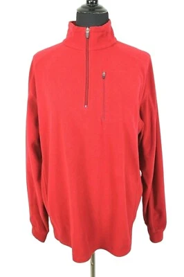 LL Bean Shirt size L Mens Pullover Jacket Red Quarter Zip Fleece Sweater - Image 1 of 3