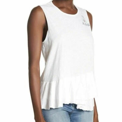 Sundry White Women's Size 2 Medium "Ti Amo" Peplum Tank Cami Top 152050 - Image 1 of 3