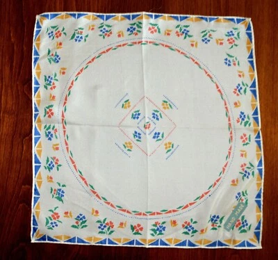 DE COLECCIÓN HANKY SEDA IMPRESA ART DECO AÑOS 20 SERIGRAFÍA NUEVA NUEVA CON ETIQUETA DOBLADILLO MANUAL Foto 1 de 4