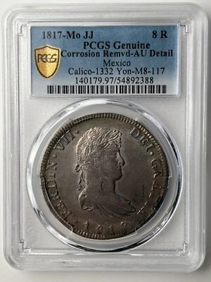 1817 Mo JJ Mexico Silver 8 Reales PCGS AU Details Gold Shield - Image 1 of 4