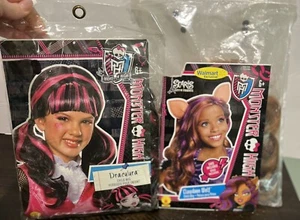 Monster High Draculura Clawdeen Wolf Costume Wig Lot 2 - Picture 1 of 9