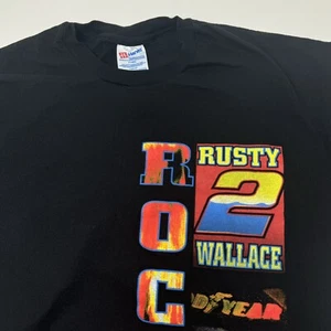 Vintage Hanes 1996 XL Rusty Wallace Miller Thunderbird Rocket Print Shirt - Picture 1 of 8