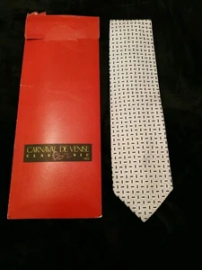 Carnaval De Venise Classic Silver Grey Silk Tie New  - Picture 1 of 6