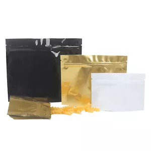 100 bolsas cecinas Mylar, bolsas de bocadillos de papel aluminio resellables, bolsas con cremallera de pie seguras para alimentos - Imagen 1 de 13