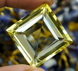 Citrine Yellow Color 49.15 Ct Brazilian Lab-Created Radiant Cut Loose Gemstone