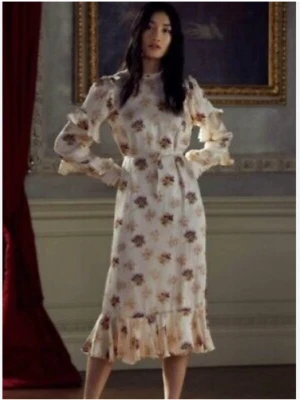 NUEVO CON ETIQUETAS Aguja e Hilo VESTIDO SATINADO BESIE MIDAXI Talla UK10 US6 Floral #1D455 Foto 1 de 4