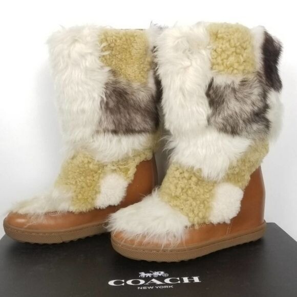 Coach Morton calf leather and sheep fur 