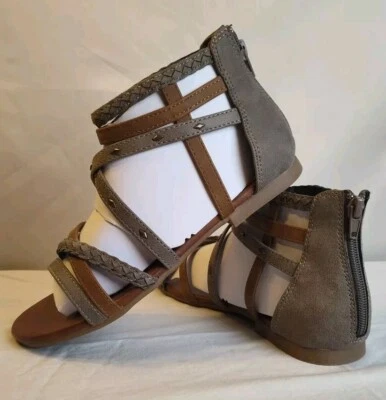 Damen-Sandalen gewebt Erdton-Design modische Damenschuhe flache Schuhe Größe 8-1/2 Medium - Bild 1 von 4