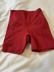Women’s Small Red Spandex Biker Shorts With Side Pocket - Picture 1 of 10