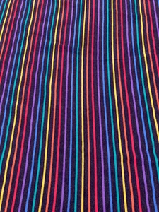 NOS Dark Gray Retro Rainbow stripe non stretch knit vintage fabric 3yds X 67" W - Picture 1 of 7