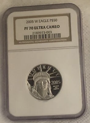 2005-W $50 PLATINUM EAGLE COIN ✪ NGC PF-70-UCAM ✪ 1/2 OZ PROOF CAMEO Pr70 - Image 1 of 4