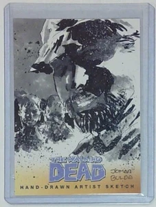 JUEGO DE 2 TARJETAS DE BOCETO DE CÓMIC WALKING DEAD: ARTISTA DALE JOMAR BULDA JB01 - Imagen 1 de 2