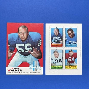 1969 Topps #54 Wayne Walker Detroit Lions 2 x LOT VTG Card & 4-in-1 Mini Stamp - Bild 1 von 11