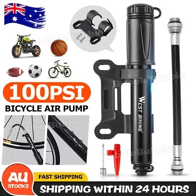 Aluminium MINI BICYCLE AIR PUMP Bike Hand Ball Inflator Portable Cycling Tyre NE - image 1 of 4