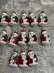 Vintage Santa Holding Tree Blown Glass Ornaments  Lot Of 13 Czech Republic - 2” - Picture 1 of 4