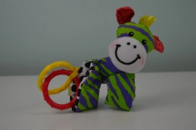 Fisher Price Zebra Baby Toy Teether Rings Green Purple Crinkle Mirror Plush - Image 1 of 4