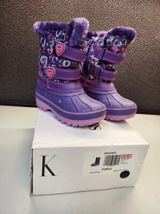 New DREAM PAIRS Ducko Purple Girls Faux Fur-Lined Ankle Winter Snow Boots Size 8 - Picture 1 of 7