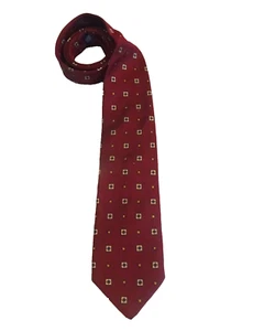 Land's End Cranberry Tie New In Box #49646 squares 3.5" wide 57" long Silk - Picture 1 of 8