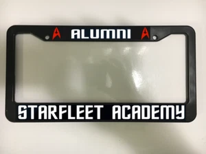Alumni StarFleet Academy Star Trek Black Plastic Sci fi License Plate Frame - Picture 1 of 2