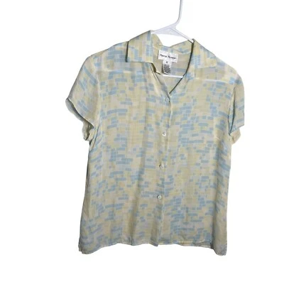 Vintage Rena Rowan 100% Silk Blouse Women's 12 Lightweight Button Up Top - Image 1 of 4