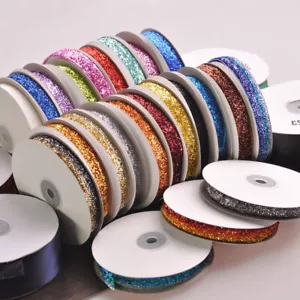 Nastro velluto floccato scintillante glitter 10 iarde 3/8"(10mm) 5/8"(15mm) decorazione - Foto 1 di 25