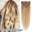 USA CLEARANCE Clip In 100% Real Remy Human Hair Extensions Full Head Thick Ombre