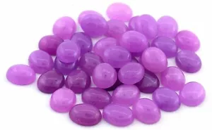 Four 12x10 12mm x 10mm Oval Purple Pink Jade Cabochon Gem Stone Gemstone - Picture 1 of 2