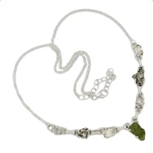 Collar de plata 925 con diamantes y moldavita checos genuinos naturales SN19032 - Imagen 1 de 1