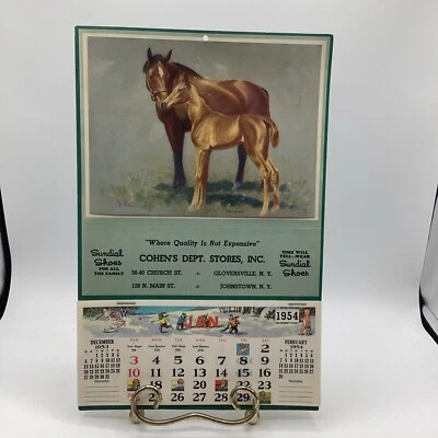 1954 Cohen’s Department Stores Horse Themed Calendar *RARE* - Image 1 of 4