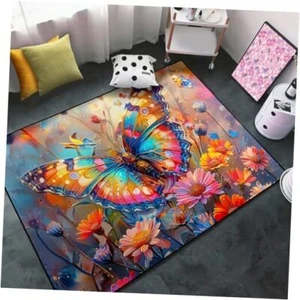 Butterfly Rugs for Girls Bedroom - Colorful 5' x 3' (Rectangular) Multi-971 - Picture 1 of 7