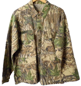 Coat Vintage Real Tree Shirt Mens Large Button Up Camo Military Hunting - Picture 1 of 11