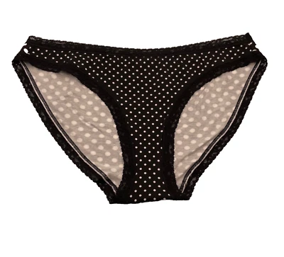 Bragas de bikini Victoria’s Secret blancas con estampado de lunares negras con ribete floral de encaje XL Foto 1 de 4