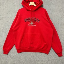 Ohio State Buckeyes 2007 National Championship Hoodie Adult XL Red Embroidered