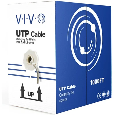 VIVO 1,000ft bulk Cat5e LAN Ethernet Cable Wire UTP Pull Box 1000 ft Cat-5e Grey - Image 1 of 4