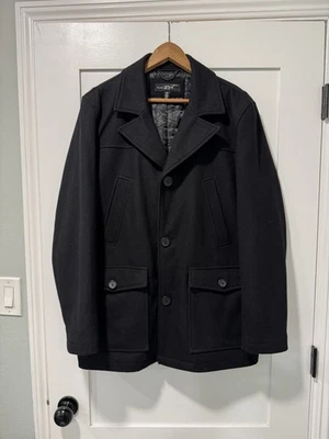 Casaco masculino Black Rivet mistura de lã com botão único tamanho G preto - Imagem 1 de 4