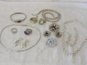 LOT 925 Sterling Silver Nice Quality Jewelry Ring Necklace Pin Earrings Bracelet - Picture 1 of 7