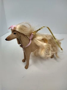 VINTAGE BARBIE GLAM 'N GROOM PETS LACEY AFGHAN HOUND DOG MATTEL 1999 Leine Schleife - Bild 1 von 11