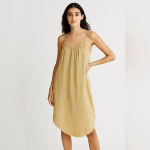 Vestido sin Mangas Urban Renewal by UO Dobladillo Crudo Amarillo Mostaza Sosteniblemente Elegante Talla M - Imagen 1 de 8
