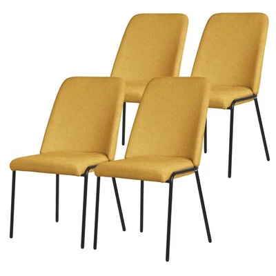 4x Sillas de comedor mostaza poliéster con patas de metal asiento con respaldo - Imagen 1 de 4