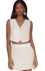 Avec Les Filles Women's Tailored Mixed-Media Vest & Crochet-Overlay Skort Sz 6 - Picture 1 of 8
