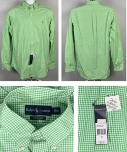Neu mit Etikett Ralph Lauren langärmliges kariertes Oxford-Hemd für Herren Medium grün - Bild 1 von 5