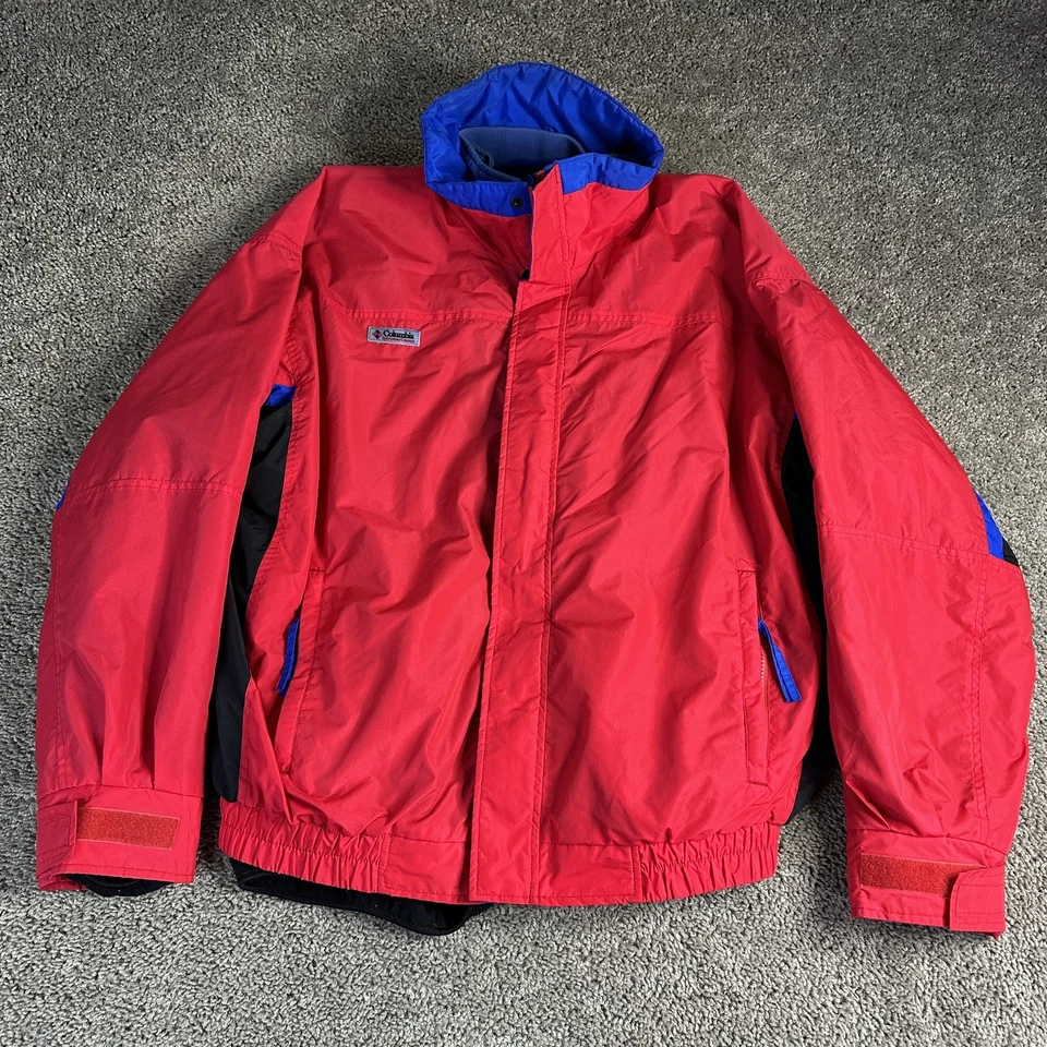 Vintage Columbia Bugaboo Jacket Mens Large Red Blue Fleece Lined 90s Ski Coat - Image 1 of 4