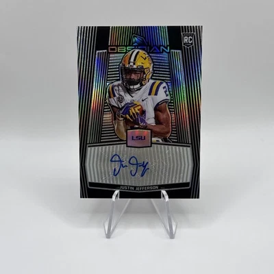 2020 Chronicles Draft Justin Jefferson Obsidian Rookie Purple Auto #/25 RC - Image 1 of 2