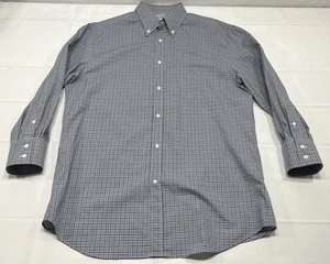 Brunello Cucinelli Men's Basic Fit Plaid Button-Down Dress Shirt XXL Blue Brown - Picture 1 of 9