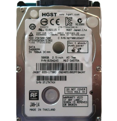 Hitachi HTS545050A7E362 0J34245 DA5754 (3TJ) Thailand 500GB 2.5" SATA HDD GEN-14 - Immagine 1 di 2