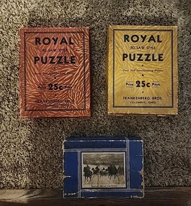 3 Antique Vintage Puzzle Lot Royal Jig Saw Puzzle & Quiet Hour Picture Puzzle - Picture 1 of 9